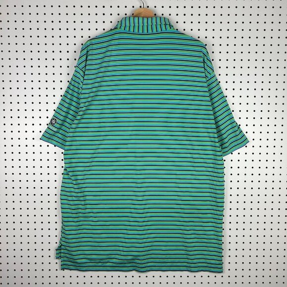 Peter Millar Summer Comfort Polo Shirt XL Blue Green Striped Golf Performance - Picture 4 of 8